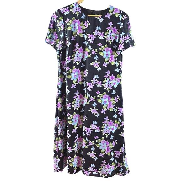 VTG Y2K 90's Floral Butterfly Modest Romantic Whimsy Fairy Midi Dress MEDIUM - Picture 2 of 9